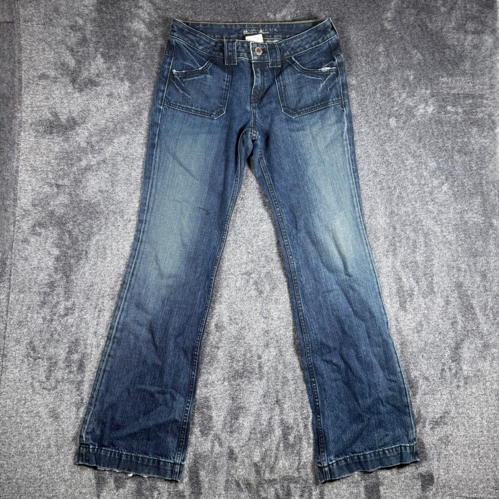Banana Republic Premium Denim Boot Cut Jeans Dark Wash Patch Pockets Size 4